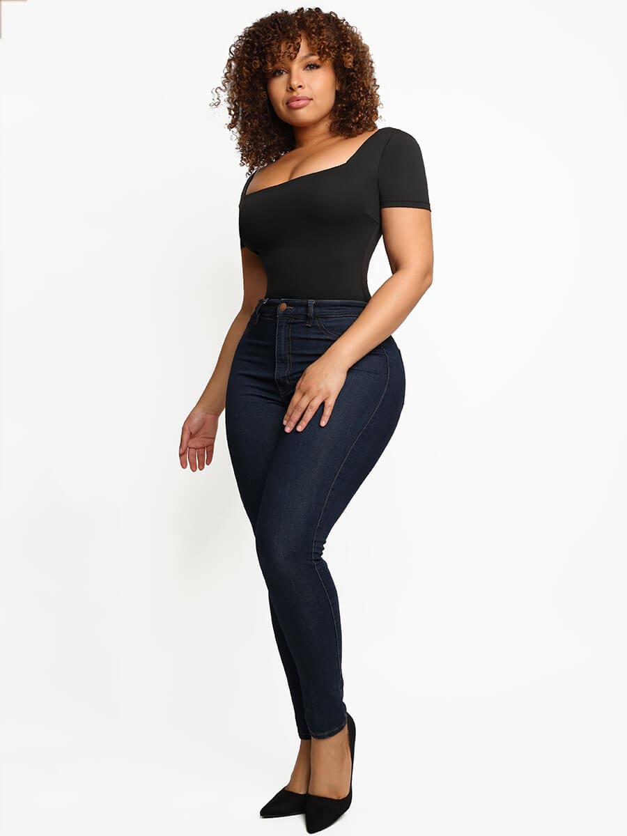 [USA Warehouse] Wholesale Square-Neck Short-Sleeve Tummy control Bodysuit