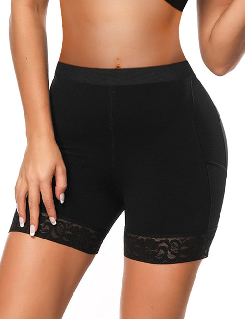 Wholesale Black Large Size Butt Lifter Tummy Control  Lifting Panty Lace Hem