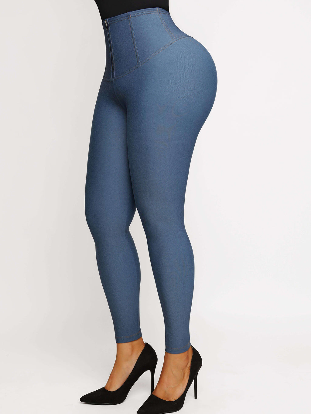 Wholesale Mid-rise Faux Denim High-Rise Trousers Corset Waist