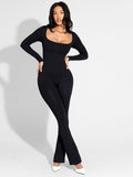 Wholesale Seamless Inverted T-shoulder one-piece Flared Pants